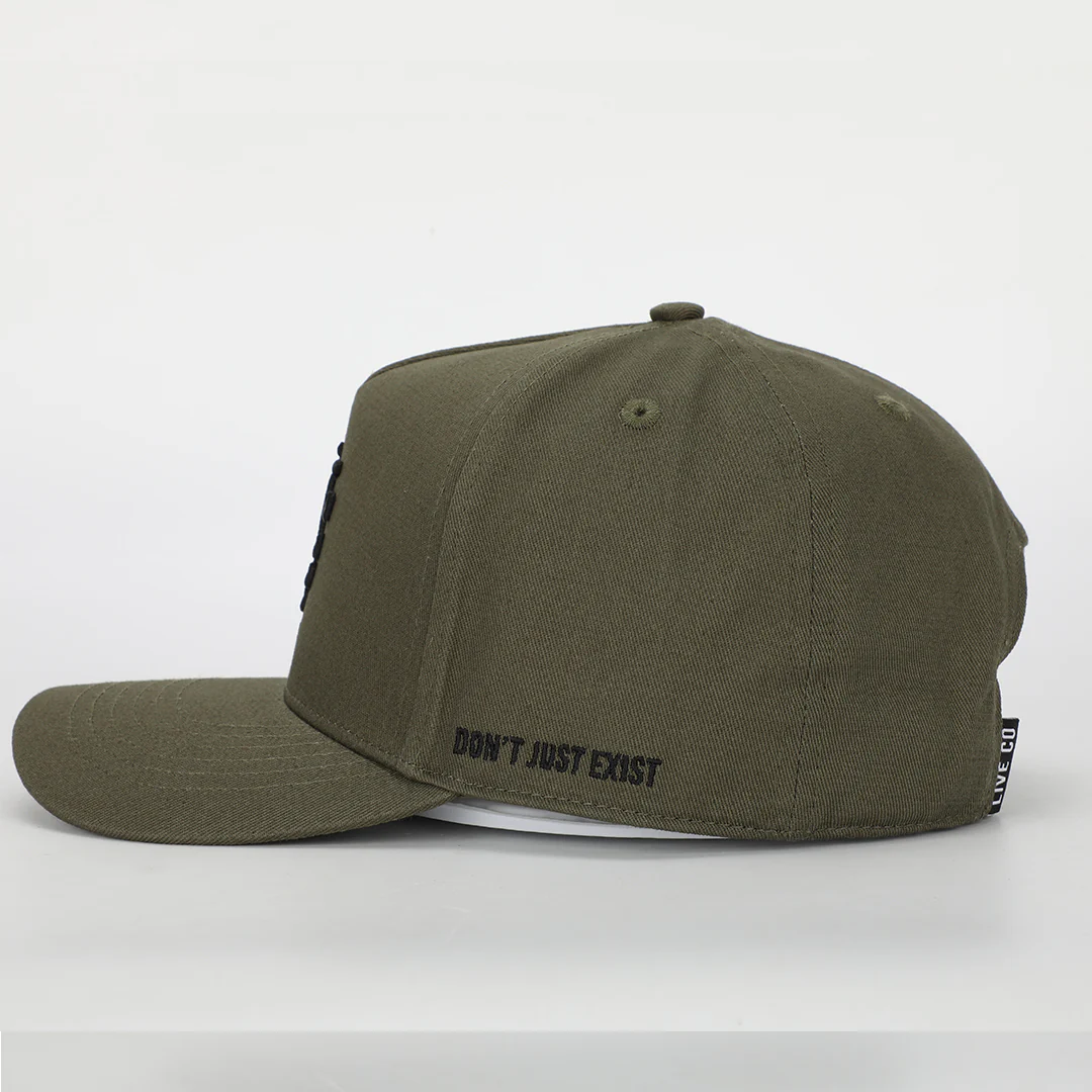 DEEP FIT LVCO "Khaki Green/Black" A-Frame Snapback - Image 3