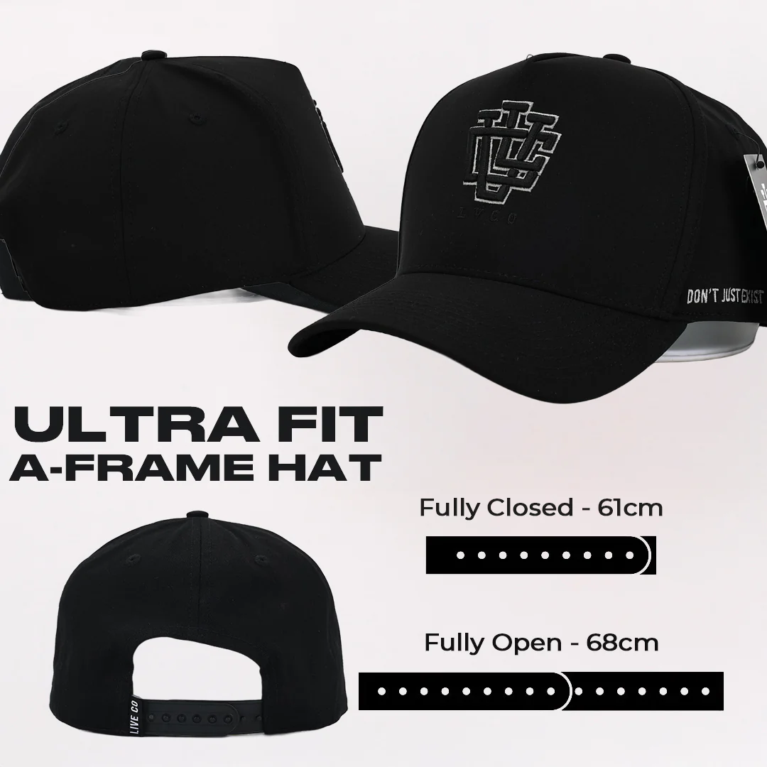 ULTRA FIT Black Water-Resistant A-Frame Snapback